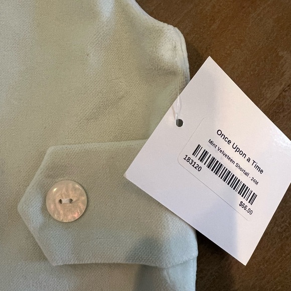 Anvy Kids Mint Velveteen Shortall - Picture 2 of 2